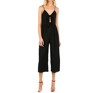 EXPRESS black tie-front cut-out spaghetti strap jumpsuit size medium